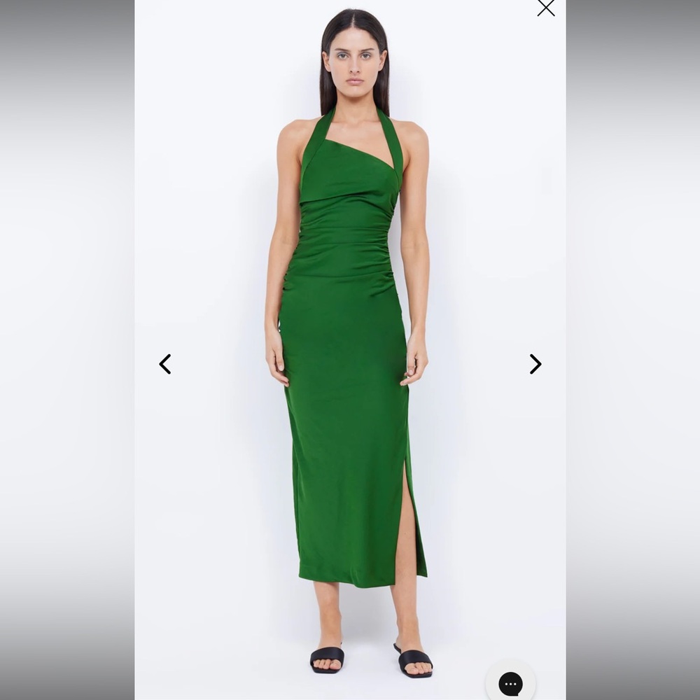 ULA ASYM MAXI DRESS - PINE GREEN